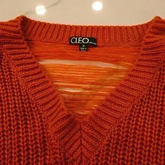 Cleo Womens Long Sleeve Sweater Burnt Orange Size Medium - Picture 5 of 8